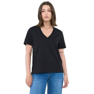Polera Mujer V-Neck Esencial Negro Corona