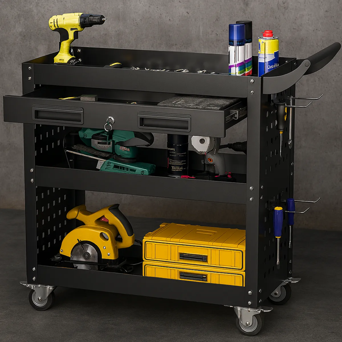 Recilock - Carro Metálico De Herramientas Con Ruedas - Linea Black Gl-001