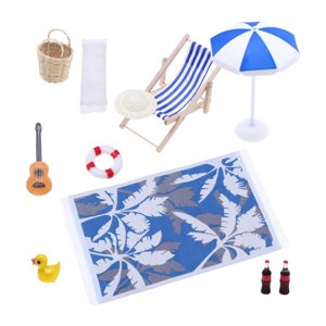 Magideal - Decoración De Casa De Muñecas En Miniatura De Playa, Accesorios Al Aire Libre De Casa De Muñecas De Jardín, Silla Para Paraguas De Regalo Juguetes En