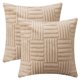 thumbnail image 1 of REGALWOVEN Fundas de Cojín Juego de 2 Fundas de Almohada Decorativas Suaves a Rayas para Sofá Decoración de Hogar Estilo Rústico para Cama Sofá Sala de Estar Caqui 18" x 18", 1 of 6