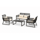 thumbnail image 2 of Set de Terraza 4 Piezas Negro con Cojines Beige con Sofá, Sillas y Mesa Vidrio, 2 of 9