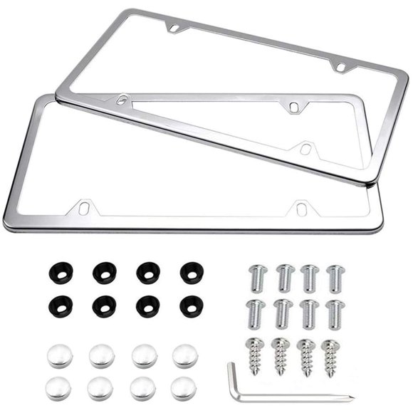 Marcos para matrículas de Indeed BUY, 2 unidades, delgados, de acero inoxidable