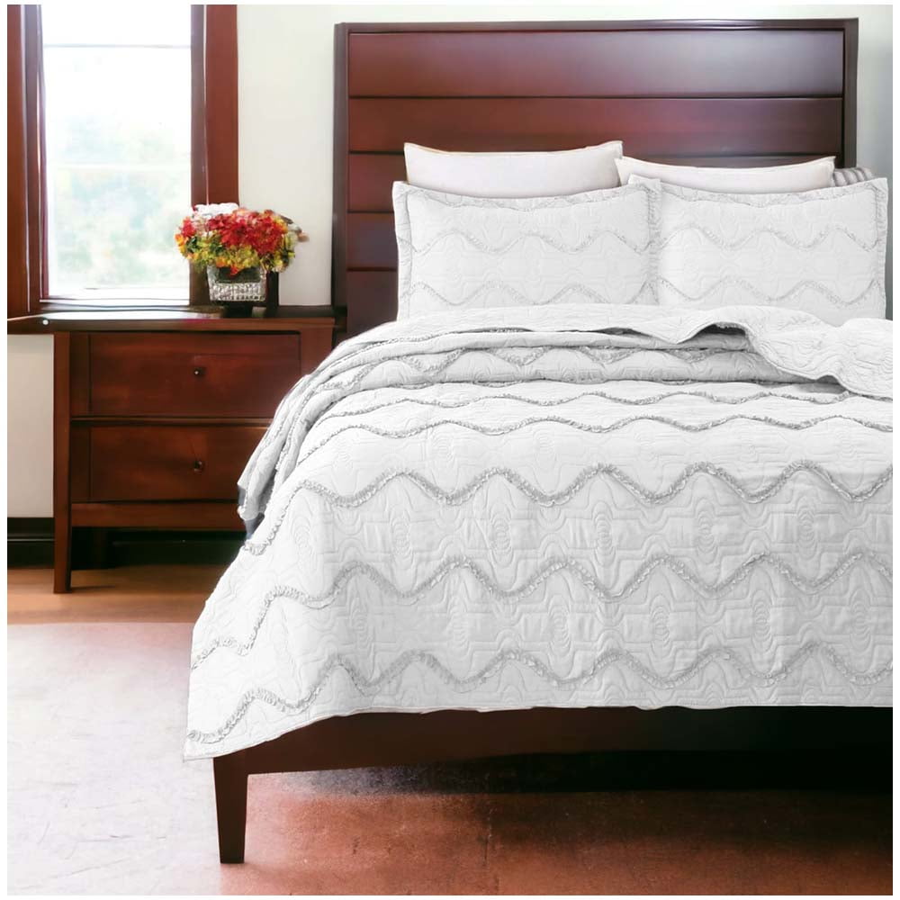 Top Lucky - Cubrecama Bordado Premiun 2 Plazas Blanco