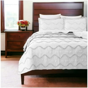 Top Lucky - Cubrecama Bordado Premiun King Blanco