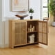 thumbnail image 2 of 39.4" Mid Century Modern Rattan Sideboard Buffet Cabinet with 2 Outlet Holes, Coffee Bar Wine Bar Credenza, Retro Storage Cabinet for Entryway, Hallway, Living Room, Kitchen, Dining Room, Natural, 2 of 3