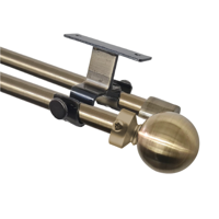 Metalhsa - Set Barras Para Cortina Doble 16/19 Mm Extensible 75-110 Cm A Techo Bronce Bola