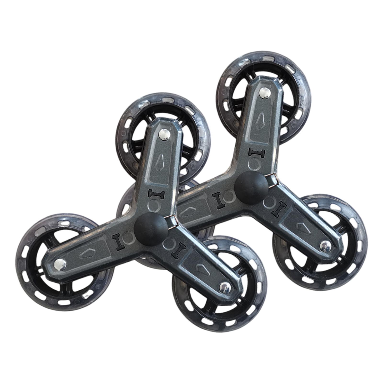 Ioensy - Carrito De Compras Plegable De Tres Ruedas, Portátil, Con Soporte De Metal De Repuesto, 2 Unidades