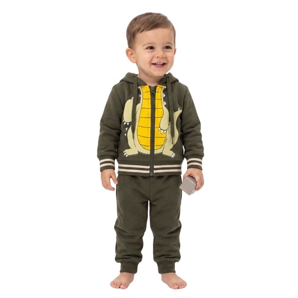 Conjunto Bebe Niño Algodon Con Capucha Dinosaurio Cocodrilo