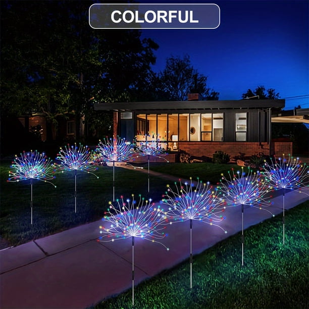 1 Pack Solar Firework Light Outdoor, IP65 Waterproof Solar Garden Flower Lights With 8 Lighting Modes, Decorative Fairy Lights With Stake For Yard Patio Garden Pathway Courtyard Villa Outdoor Lighting