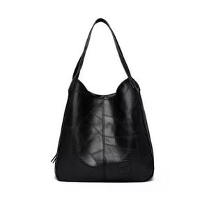 Importclick - Cartera Bolso Hombro Negro Ecocuero 33X32X12 Cm