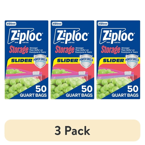 Bolsas Ziploc Slider Quart 3 Pack 50 Unidades Power Shield