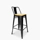 thumbnail image 2 of Taburete Medio 66 Tolix Asiento madera c/ resp Negro, 2 of 4