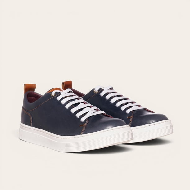 Zapatilla Clásicas de Cuero Calán OLKI - Azul/Blanca azul 40