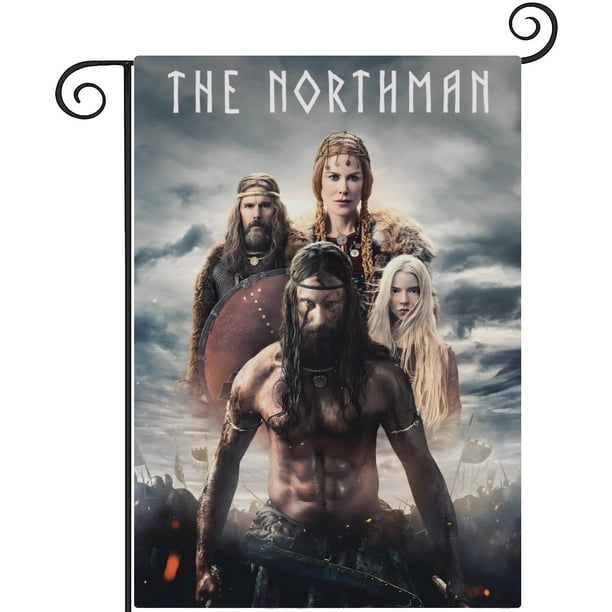 El Hombre del Norte-bandera de jardín temática. Regalo perfecto para fans, amigos y familiares, ideal para actividades al aire libre y decoración de fiestas.28CM*45CM