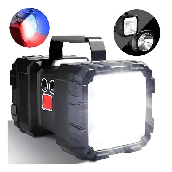 Linterna Led Recargable De 100000 Lúmenes Rojo/azul/flash Negro