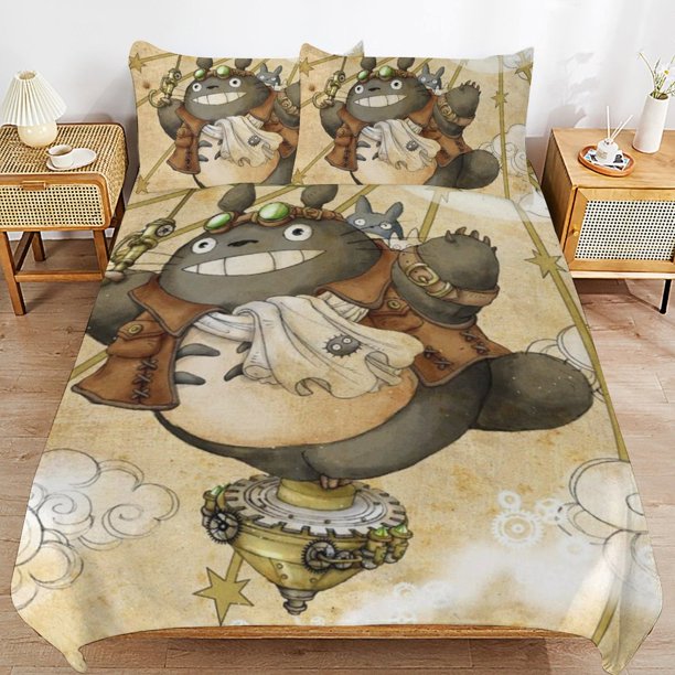Totoro Comforter Set 3 Pieces Quilt Cover Set Soft Bedding Sets for All Seasons