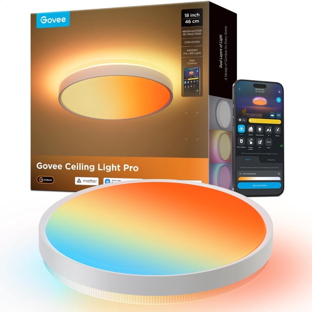 Lámpara de Techo Inteligente Govee Smart Ceiling Light Pro RGBIC 4800LM 18 pulgadas