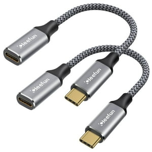 Cable De Extensión Usb C Cleefun Corto De 0,3 M, Paquete De 2 Unidades, 10 Gbps, 100 W