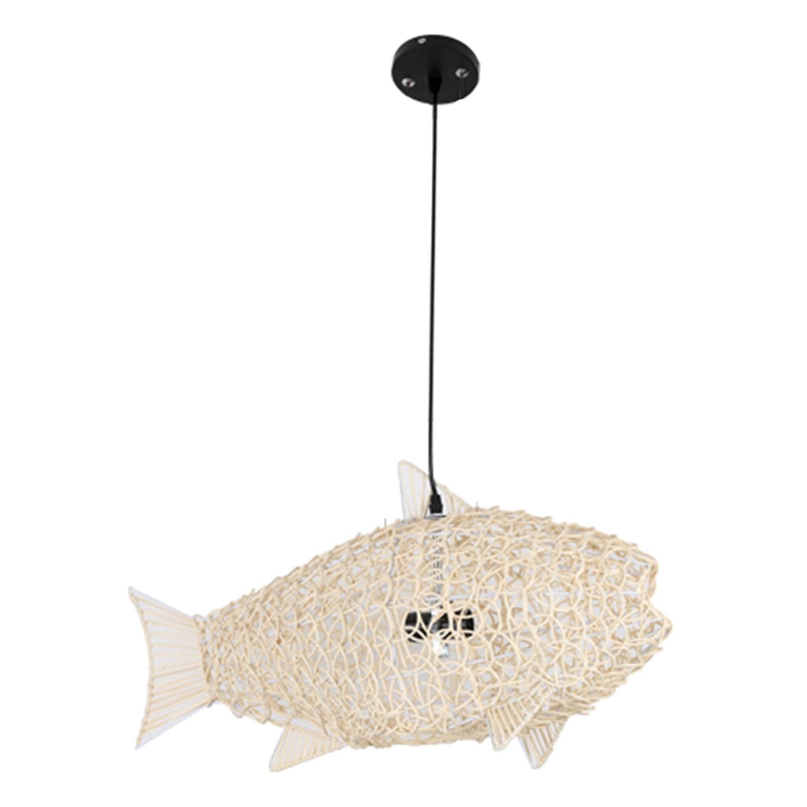 Magideal - Lámpara Colgante De Ratán En Forma De , Lámpara Rústica, Accesorio De Iluminación E27, Pantalla De Mimbre, Candelabro De Granja Para Comedor, Estilo A