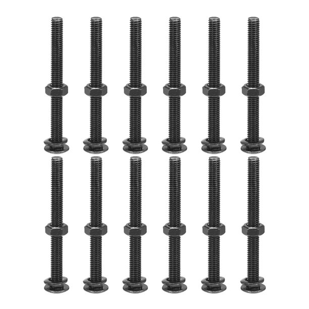 Perno de Carruaje Uxcell con Tuerca y Arandela, Acero Inoxidable Negro 304 M6x65mm 12 Conjunto