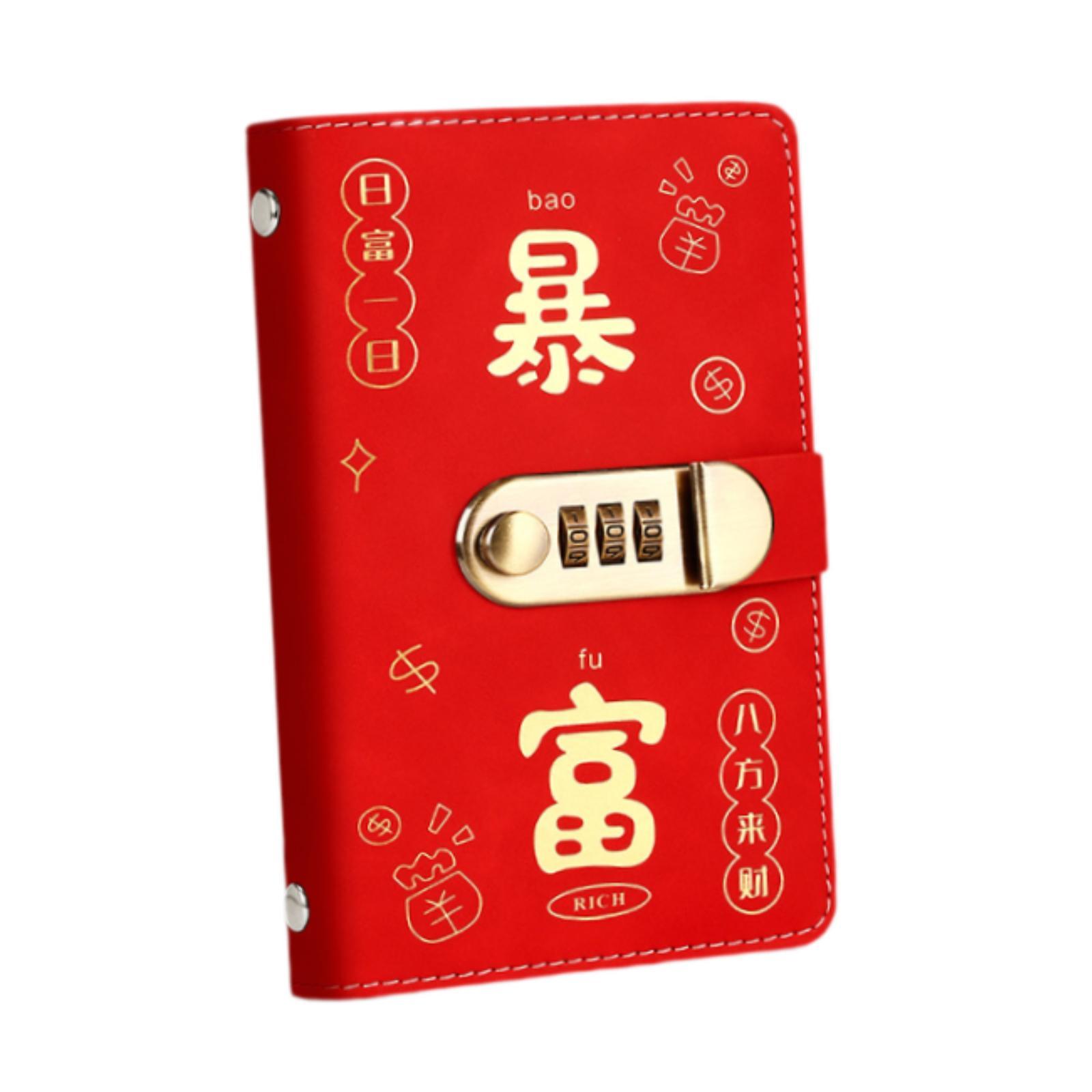 Ioensy - Binder De Ahorro De Dinero Compacto Con Bloqueo Combinado Con 100 Piezas En Efectivo Envueltos Rojos