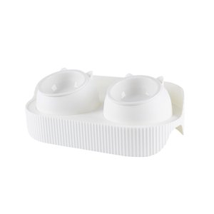 Ioensy - Cuencos Elevados Para Gatos Cuencos Elevados Para Comida De Gatos Platos Para Mascotas Para Gatos Y Perros Pequeños Blanco