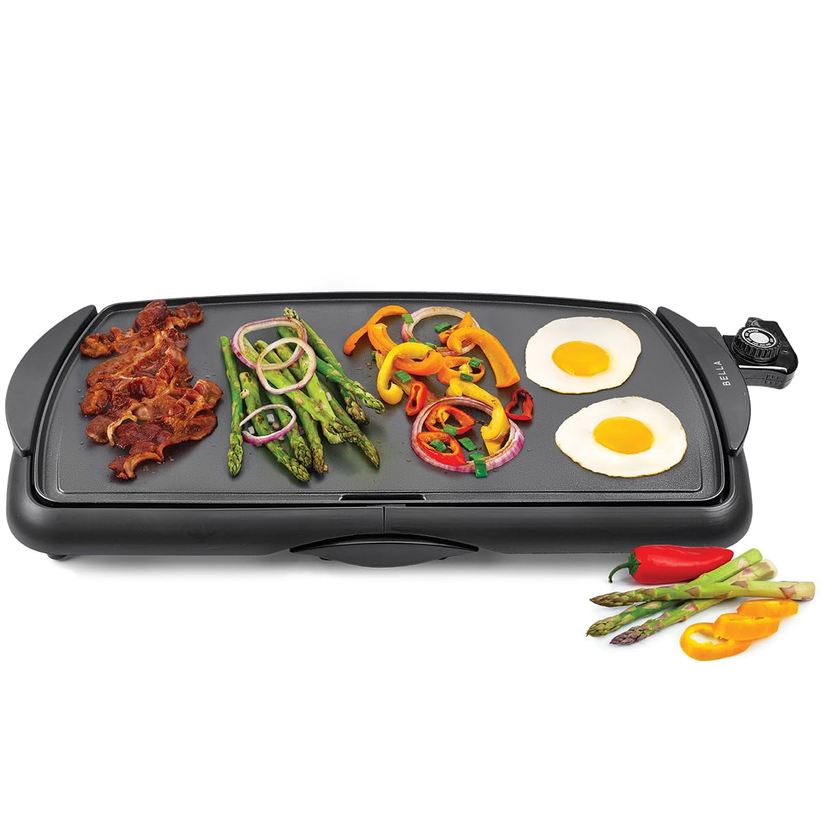 Plancha Eléctrica Y Parrilla Plana Bella, Antiadherente, 1500 W, 10,5 X 20 Cm