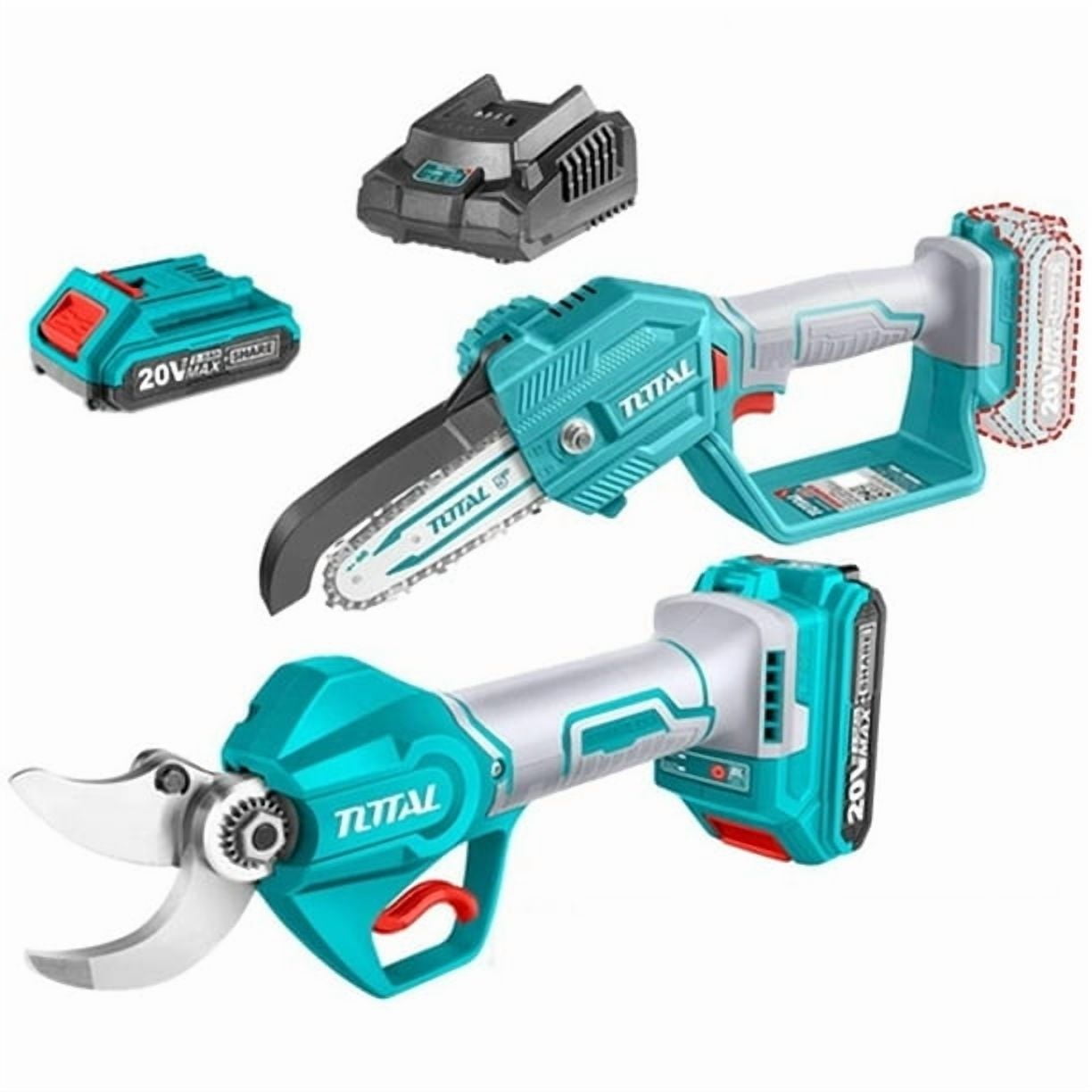 Kit Motosierra Tijera De Podar 2bat 2ah Jardín 20v Total