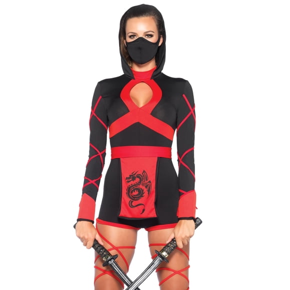 Disfraz Leg Avenue Dragon Ninja para mujer, talla M, negro/rojo