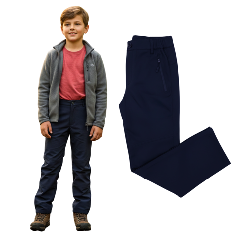 Genérico - Pantalon Softshell Cintura Mixta Para Niños Con Micropolar Senderismo