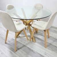 Pandalino - Comedor Mesa Redonda Equiz 100Cm + 4 Sillas Vorak Beige | Elegante