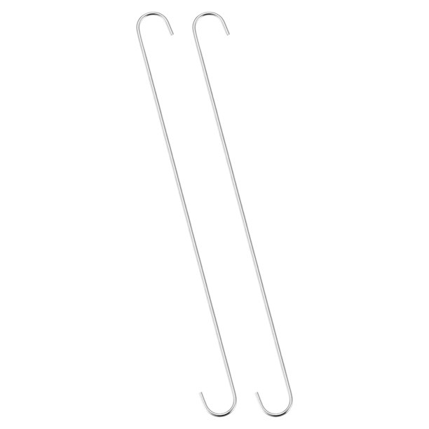 Uxcell S Ganchos Colgantes, 20 pulgadas/500 mm Percha Extra Larga de Acero al Carbono, Tono Plateado, 2 Paquetes