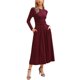 thumbnail image 4 of INSPIRE CHIC Vestido Maxi de Punto Acanalado para Mujer con Frente Plisado de Cintura Alta y Manga Larga en Línea A L Burdeos, 4 of 6