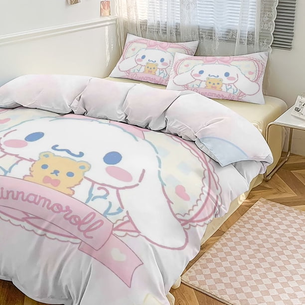 Cartoon Cinnamoroll Bedding Set Comforter Duvet Cover Set Quilt Cover for Kids Teens Bedroom Decoration