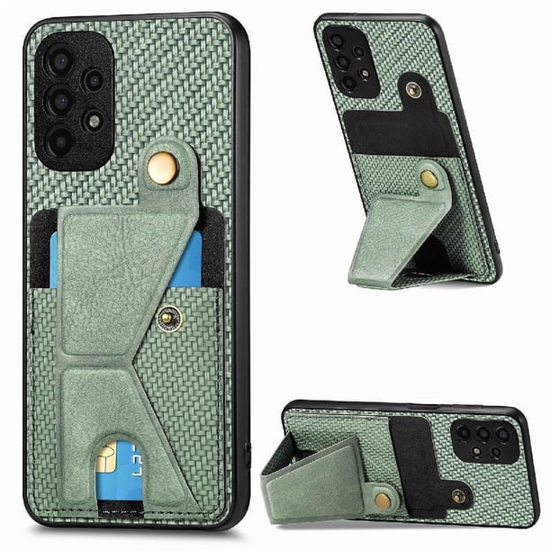 Funda Resistente para Samsung Galaxy A13 4G con Tarjetero y Soporte, Diseño Magnético Verde
