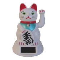 Feng Shui Import - Estatua De Gato De La Suerte, Feng Shui, Importada, Energía Solar Japonesa Blanca