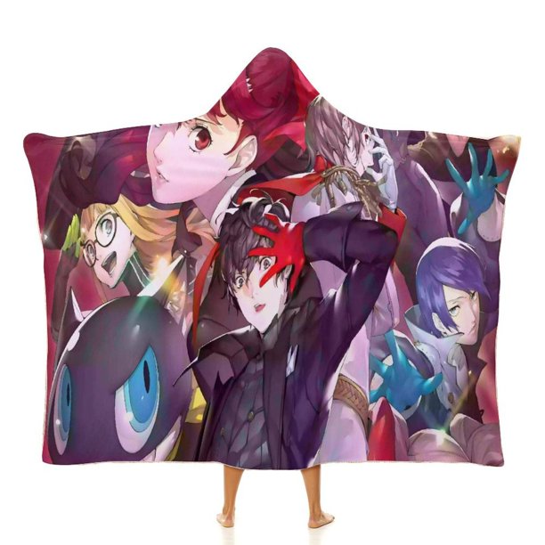 Persona 5 Royal Manta Capa Con Capucha Anti Bolitas Manta De Lana Ártica Suave Manta Portátil De Felpa Ligera Y Lujosa Poncho Para Siesta En Casa Y Oficina 100*130cm