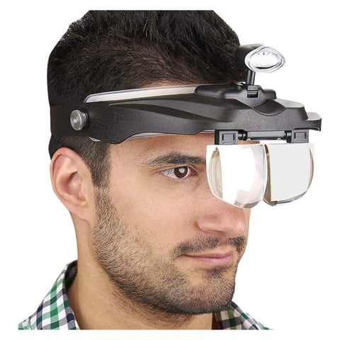 Invencible.Cl - Lupa De Cabeza Visera Luz Led + 4 Lupas Nb75