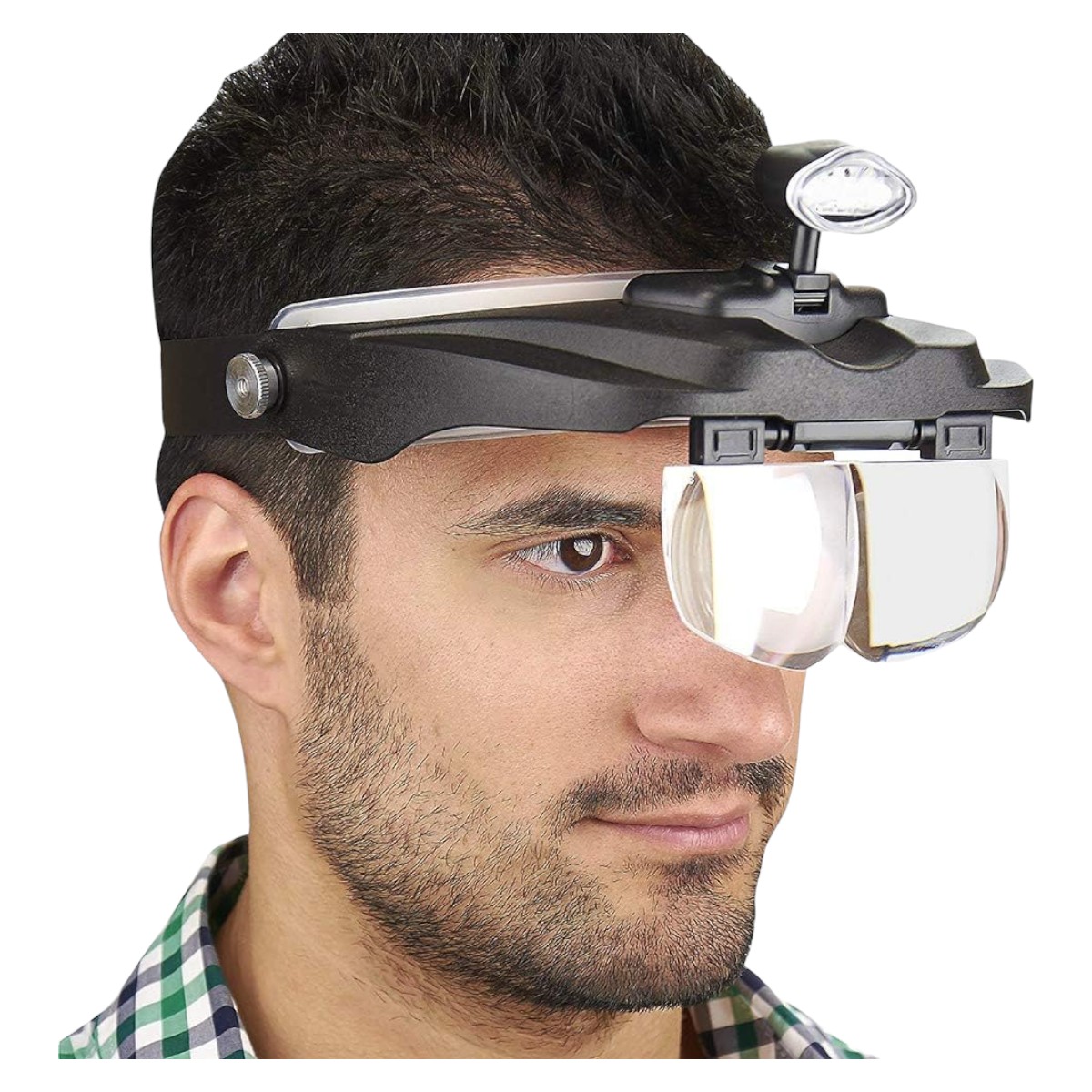 Invencible.Cl - Lupa De Cabeza Visera Luz Led + 4 Lupas Nb75