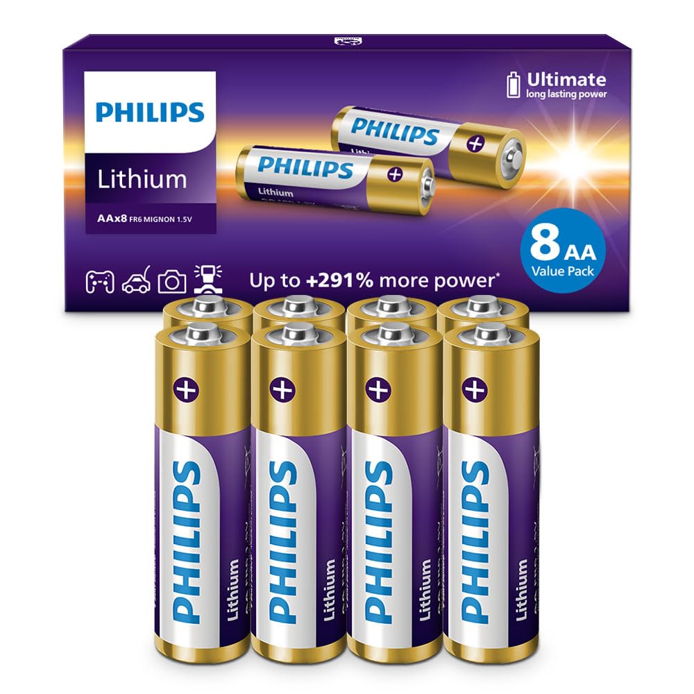 Batería De Litio Philips Aa 1,5 V L91, Paquete De 8 Unidades, 10 Años De Almacenamiento