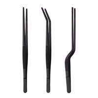 Xusx111 - Conjunto De Pinzas De Cocina Fina, Pinzas De Comida De Acero Inoxidable Profesional, Pinza De Cocina Larga Negra Para Cocinar, Chapar, Decorar Y Barbacoa (Negro, 10 Pulgadas)