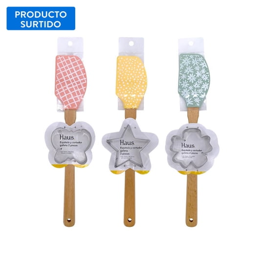 Espátula + Cortador De Galleta 2 Piezas Silicona - Madera, Color Surtido 1 Un Haus