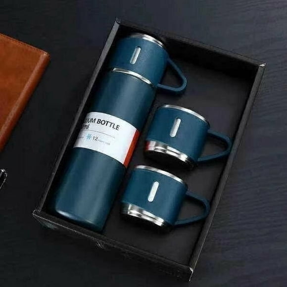 Termo Vaso Térmico Acero Inoxidable - 500ml + 2 Tazas Tapa