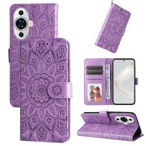 Funda Tipo Cartera Foxdock Para Huawei Nova 11 Pro , Diseño Girasol En Relieve, Cuero Pu, Cierre Magnético, Soporte Y Tarjetero