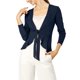 thumbnail image 5 of INSPIRE CHIC Cárdigan de punto abierto con lazo al frente, manga larga, dobladillo con volantes, para mujer, regreso a clases, XL Azul, 5 of 8