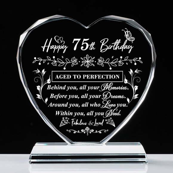 Regalo de 75 cumpleaños con forma de corazón de cristal QIANRUNA para mujeres y hombres
