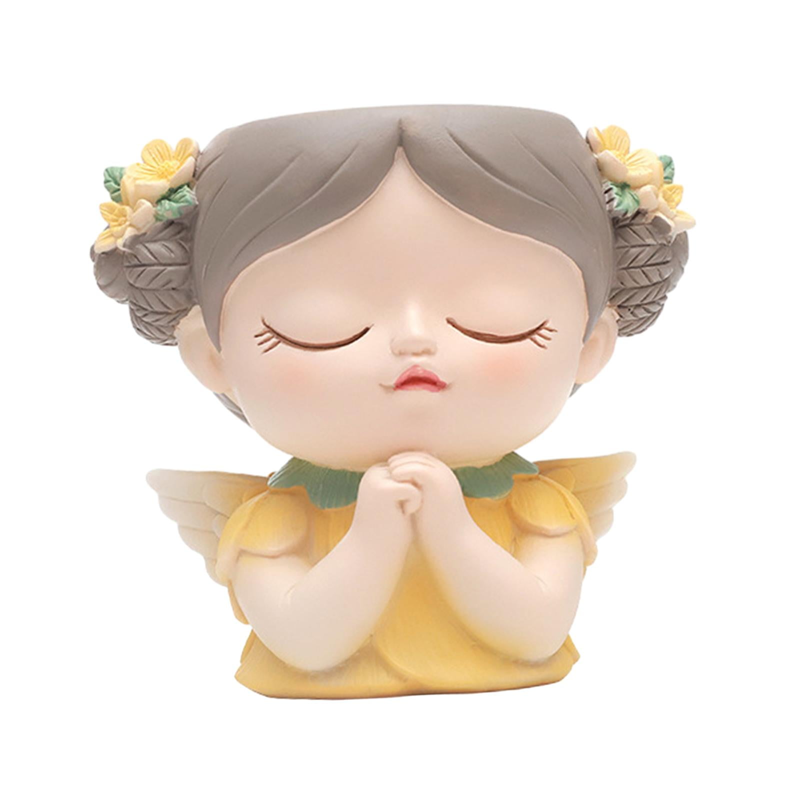 Magideal - Maceta Con Cabeza De Niña, Adorno Para Maceta, Florero Decorativo, Maceta Para Cara, Sala De Estar, Interior, Exterior, Escritorio, Regalos De Jardín Estilo A