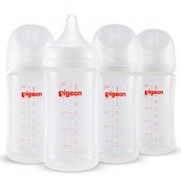 Biberón Pigeon Pp Cuello Ancho 240 Ml Anticólico 4 Unidades
