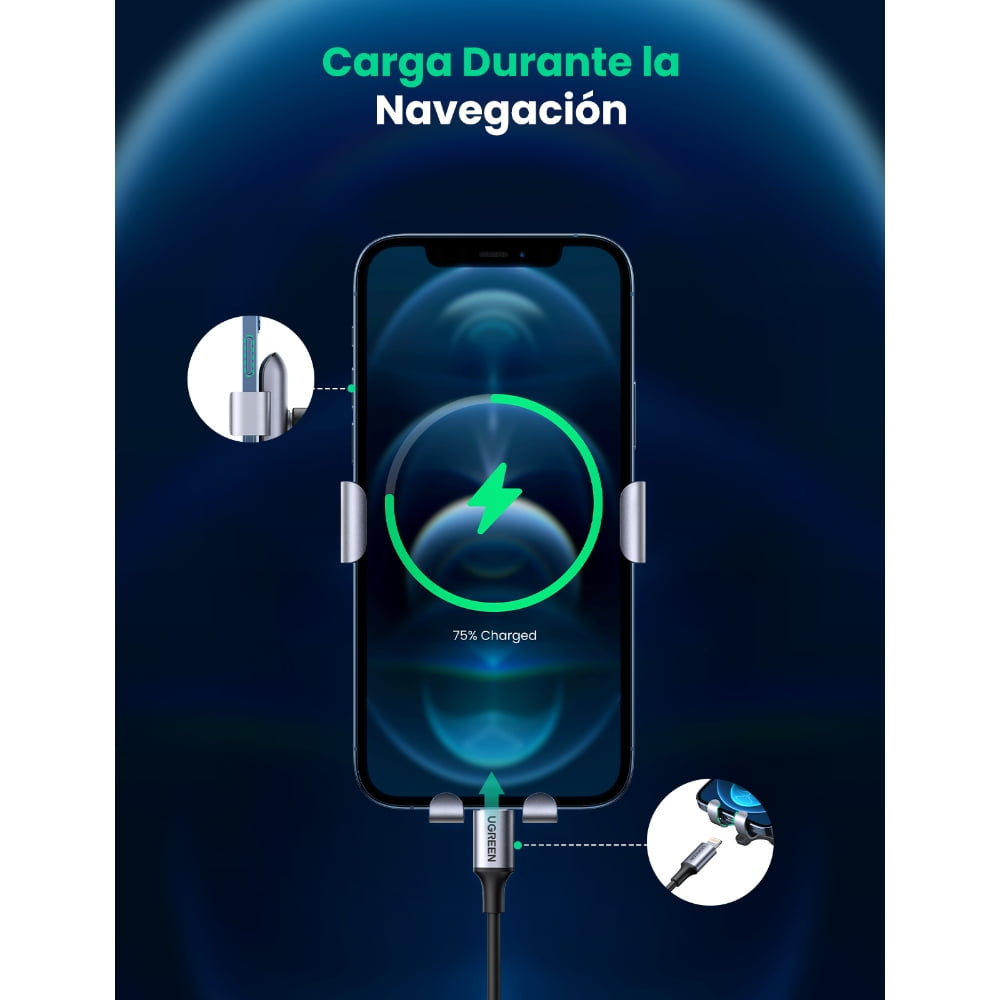 Ugreen - Soporte Celular Ajuste Por Gravedad Para Rejilla De Ventilacion Redonda Automovil Lp274