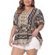 thumbnail image 4 of Agnes Orinda Blusas Boho de Verano con Peplum Floral, Tallas Grandes para Mujer, Cuello en V, Mangas Cortas de Linterna, 5X Negro, 4 of 6